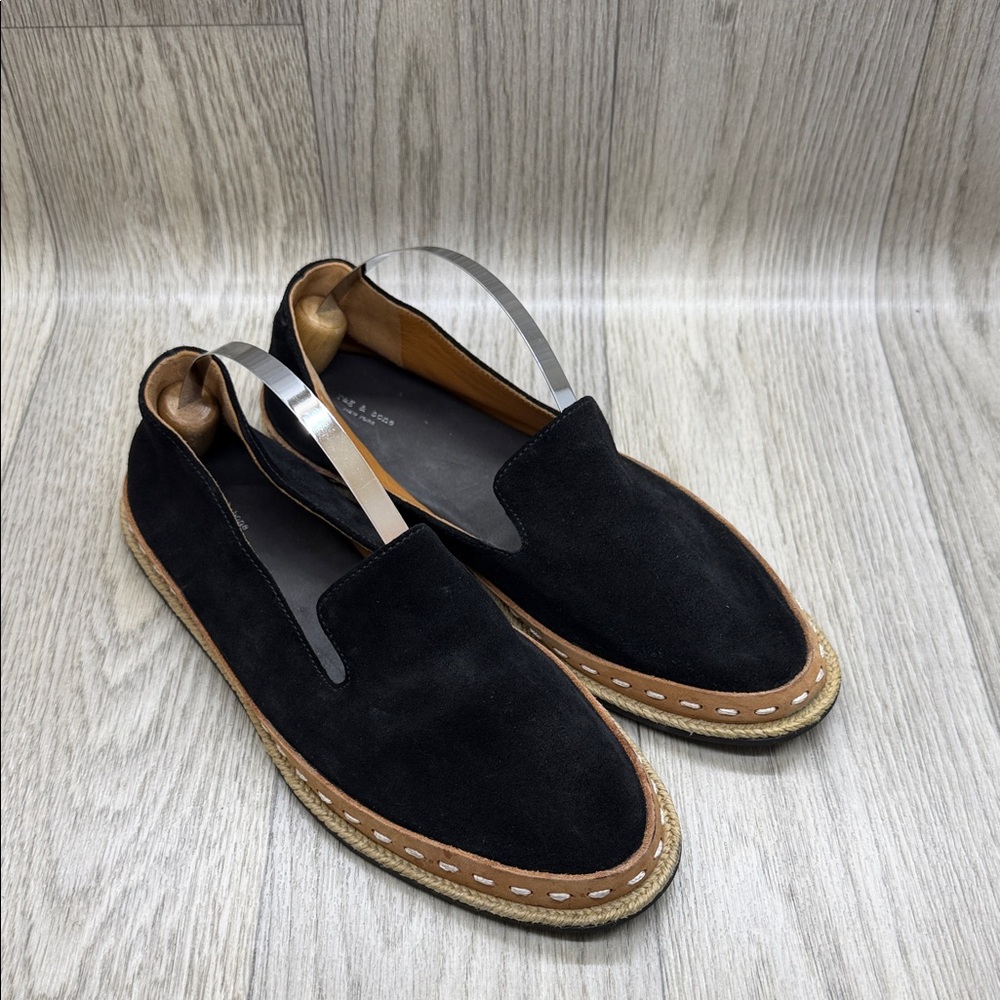 rag & bone Black Suede  Flats Slip-Ons